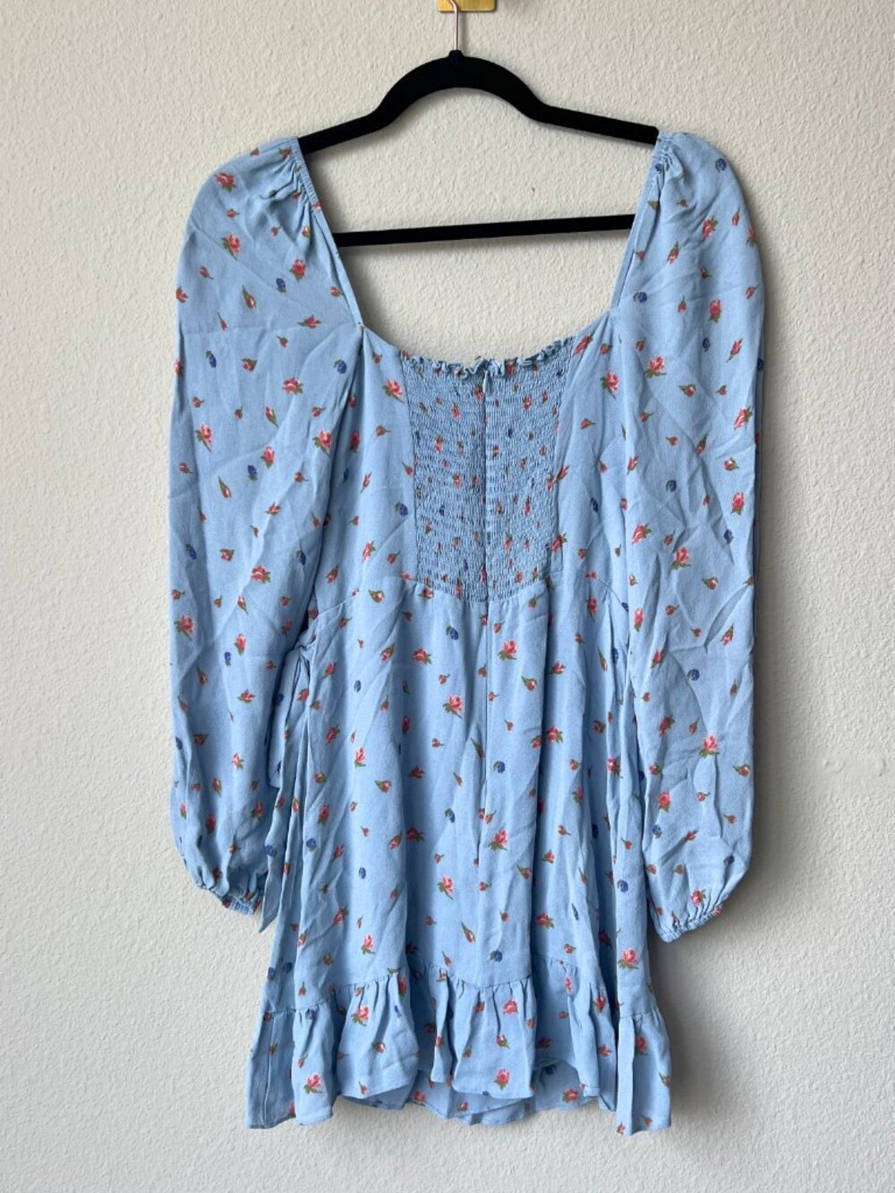 Reformation Cammi Mini Wrap Dress in Light Blue Floral Size 8 - Picture 3 of 5
